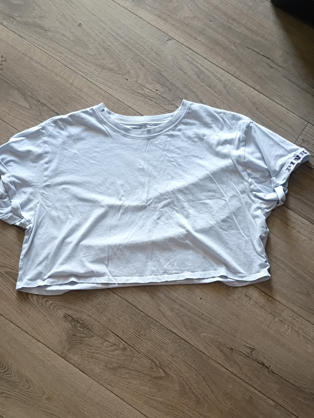 PINK Bluish-white cropped Short-Sleeve T-shirt  Wide, Boxy Silhouette